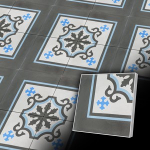 Zementfliesen antik, historischer Baustoff | Design-Fliesen | Antik | Muster V20C1-004-C | Ventano